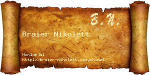 Braier Nikolett névjegykártya